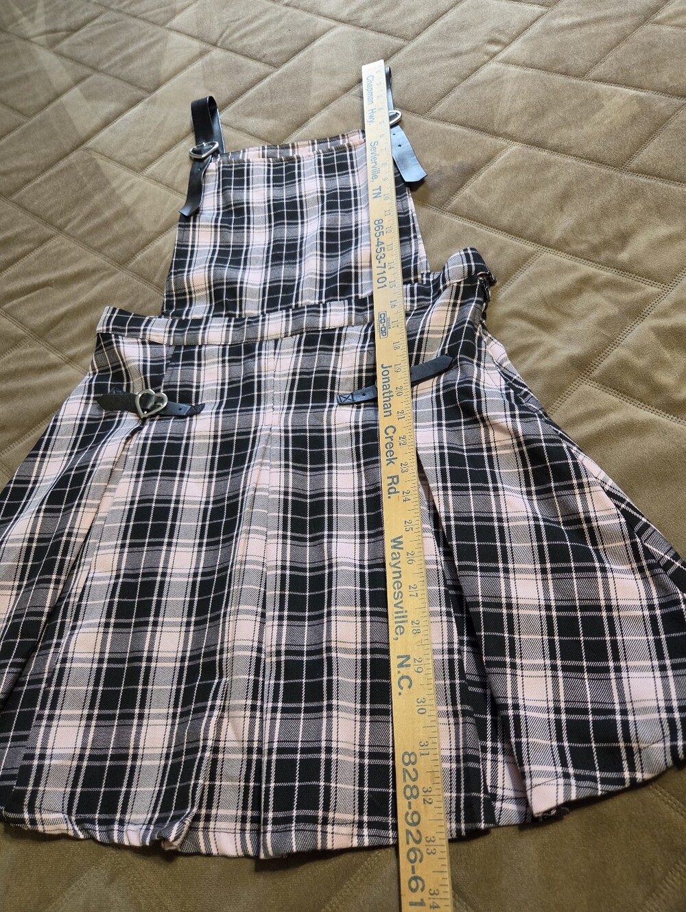 Hot Topic Pink and Black Chic In Style Plaid Pinafore Dress. Sz L - Picture 6 of 8